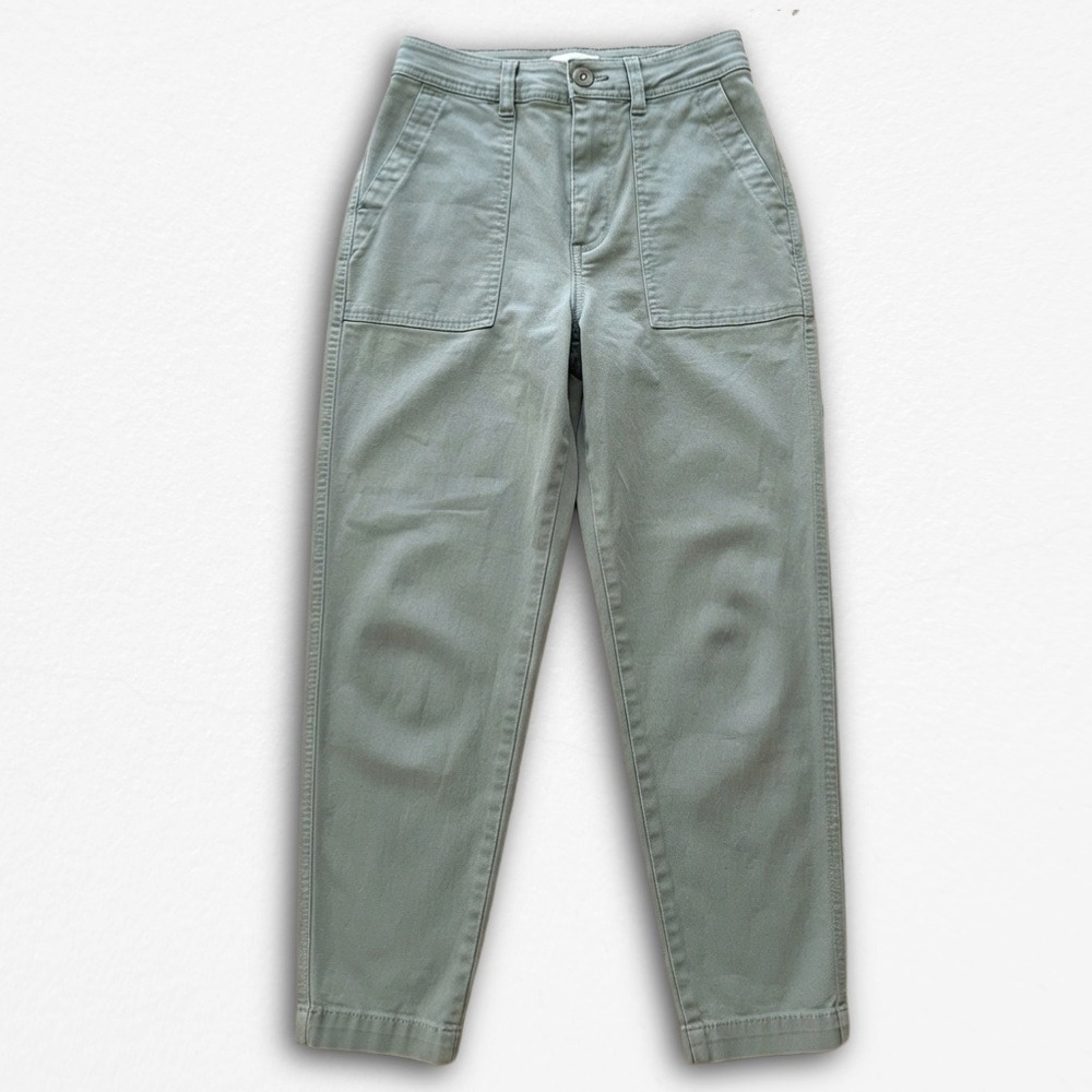 A New Day Womens High Rise Utility Pants Sage Green Tapered Ankle Chino Size 0